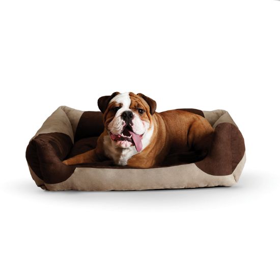 Picture of K&H Pet Products Classy Lounger Pet Bed Large Tan / Chocolate 28" x 32"