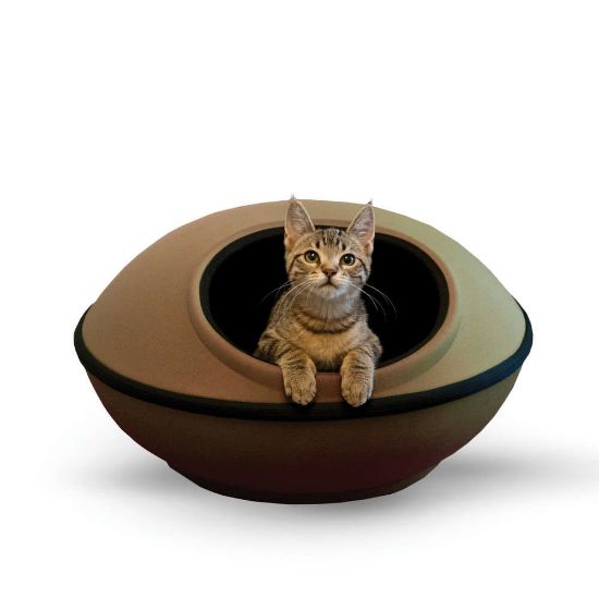 Picture of K&H Pet Products Mod Dream Pods Cat Bed Tan / Black 22" x 22" x 11.5