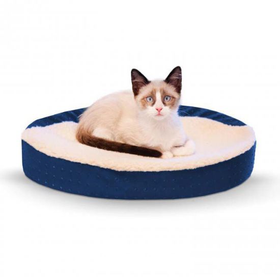 Picture of K&H Pet Products Ultra Memory Foam Oval Pet Cuddle Nest Blue 13" x 19" x 4"