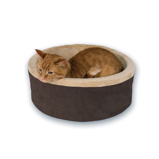 Picture of K&H Pet Products Thermo-Kitty Bed Small Mocha 16" x 16" x 6"