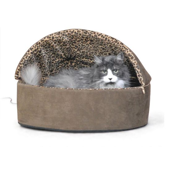 Picture of K&H Pet Products Thermo-Kitty Bed Deluxe Hooded Small Mocha 16" x 16" x 14"