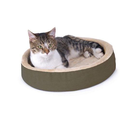 Picture of K&H Pet Products Thermo-Kitty Cuddle Up Bed Mocha 16" x 16" x 3"
