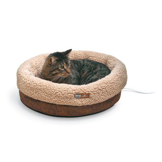 Picture of K&H Pet Products Thermo-Snuggle Cup Pet Bed Bomber Chocolate 14" x 18" x 7"