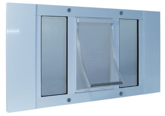Picture of Ideal Pet Products Aluminum Sash Cat Flap Pet Door Small White 1.25" x 23" x 12.38"