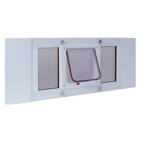 Picture of Ideal Pet Products Aluminum Sash Cat Flap Pet Door Small White 1.25" x 33" x 10.63"