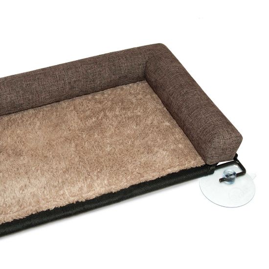 Picture of K&H Pet Products EZ Mount Kitty Sill Deluxe with Bolster Brown 12" x 23" x 2.5"