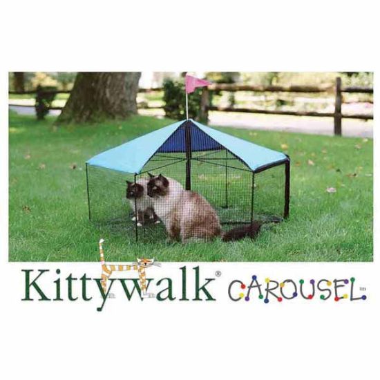 Picture of Kittywalk Carousel Outdoor Cat Enclosure Green 48" x 48" x 24"