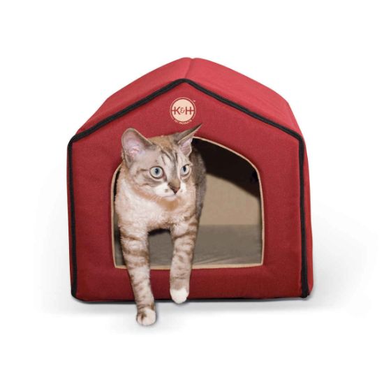 Picture of K&H Pet Products Unheated Indoor Pet House Red / Tan 16" x 15" x 14"