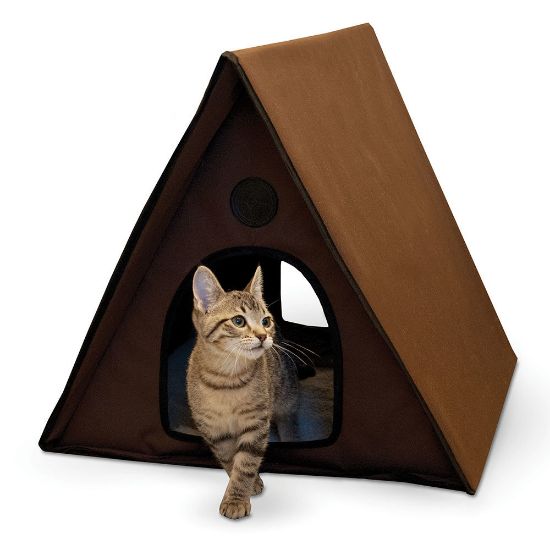 Picture of K&H Pet Products Outdoor Multiple Kitty A-Frame Unheated Chocolate 35" x 20.5" x 20"