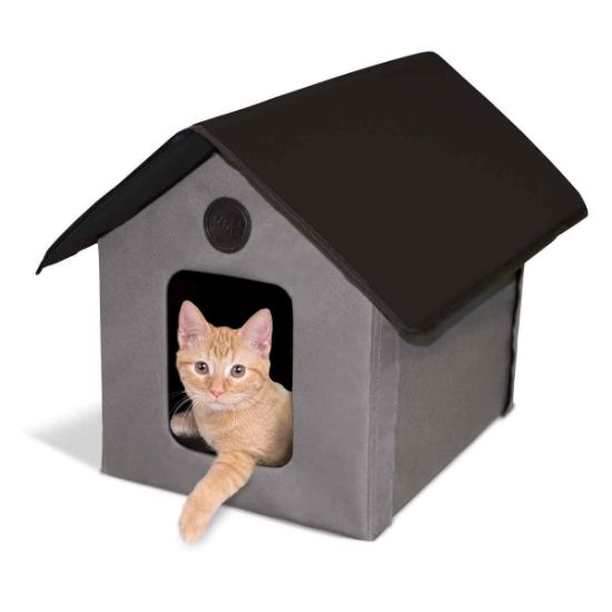 Picture of K&H Pet Products Unheated Outdoor Kitty House Gray / Black 22" x 18" x 17"