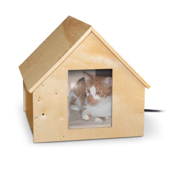 Picture of K&H Pet Products Birdwood Manor Thermo-Kitty House Wood 18" x 16" x 15"