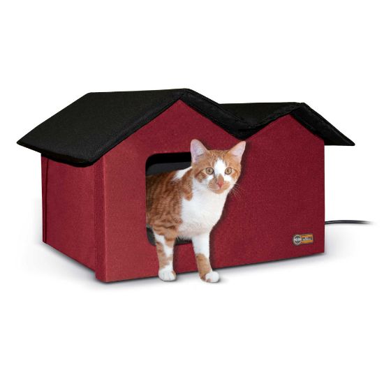 Picture of K&H Pet Products Outdoor Kitty House Extra-Wide Heated Red 21.5" x 14" x 13"