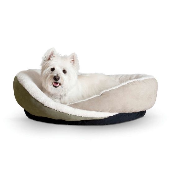 Picture of K&H Pet Products Huggy Nest Pet Bed Large Green / Tan 36" x 30" x 8"