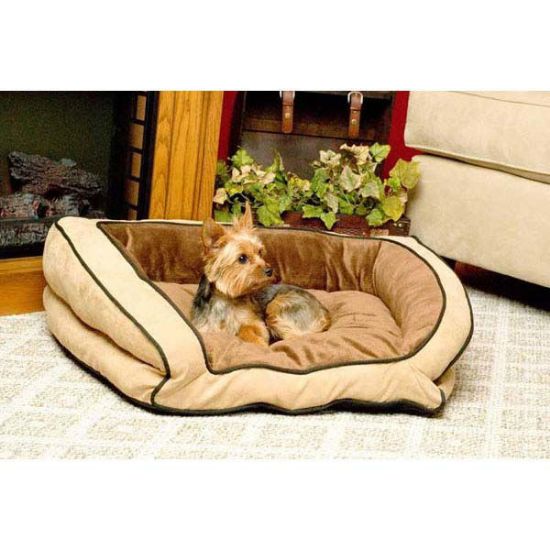 Picture of K&H Pet Products Bolster Couch Pet Bed Small Mocha / Tan 21" x 30" x 7"