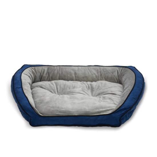 Picture of K&H Pet Products Bolster Couch Pet Bed Large Blue / Gray 28" x 40" x 9"
