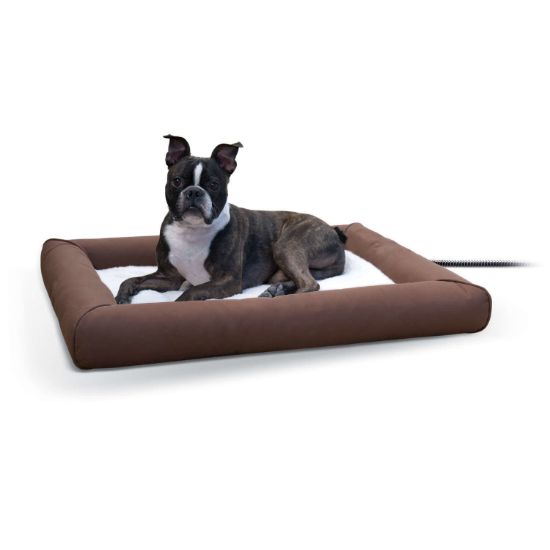 Picture of K&H Pet Products Deluxe Lectro-Soft Outdoor Heated Pet Bed Medium Brown 26.5" x 30.5" x 3.5"