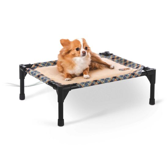 Picture of K&H Pet Products Thermo-Pet Cot Small Tan / Plaid 17" x 22" x 7"