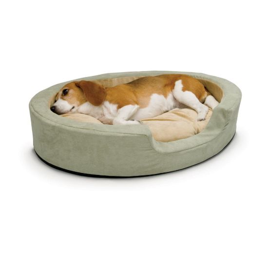 Picture of K&H Pet Products Thermo Snuggly Sleeper Oval Pet Bed Medium Sage 26" x 20" x 5"