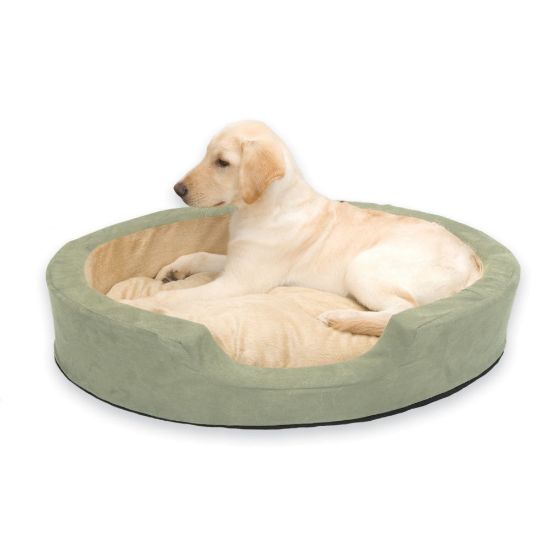 Picture of K&H Pet Products Thermo Snuggly Sleeper Oval Pet Bed Large Sage 31" x 24" x 5.5"