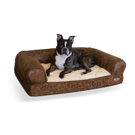 Picture of K&H Pet Products Bomber Memory Dog Sofa Medium Brown 24" x 33" x 8.5"