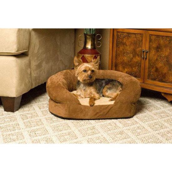 Picture of K&H Pet Products Ortho Bolster Sleeper Pet Bed Small Brown Velvet 20" x 16" x 8"