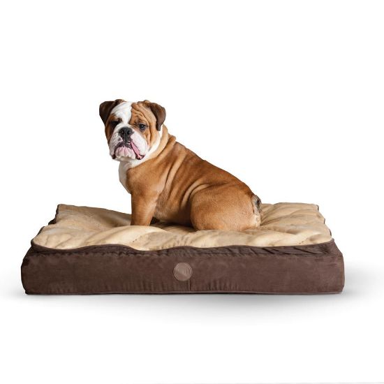 Picture of K&H Pet Products Feather Top Ortho Pet Bed Medium Chocolate / Tan 30" x 40" x 6.5"