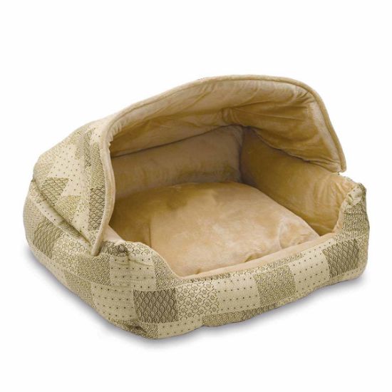 Picture of K&H Pet Products Lounge Sleeper Hooded Pet Bed Tan 20" x 25" x 13"