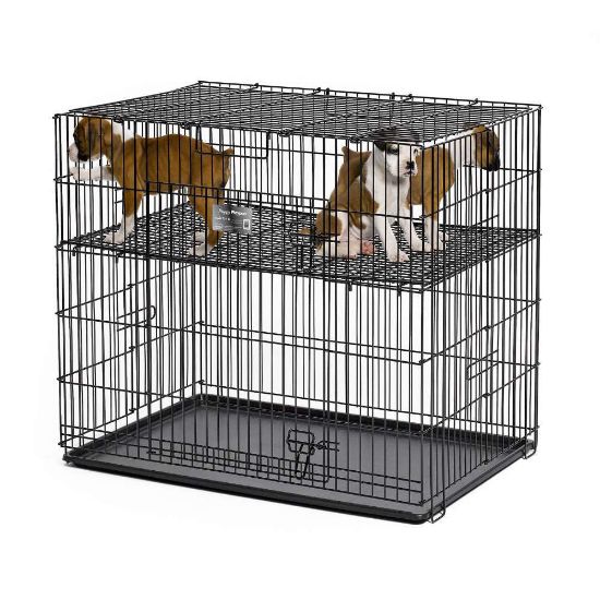 Picture of Midwest Puppy Playpen with Plastic Pan and 1/2" Floor Grid Black 24" x 36" x 30"