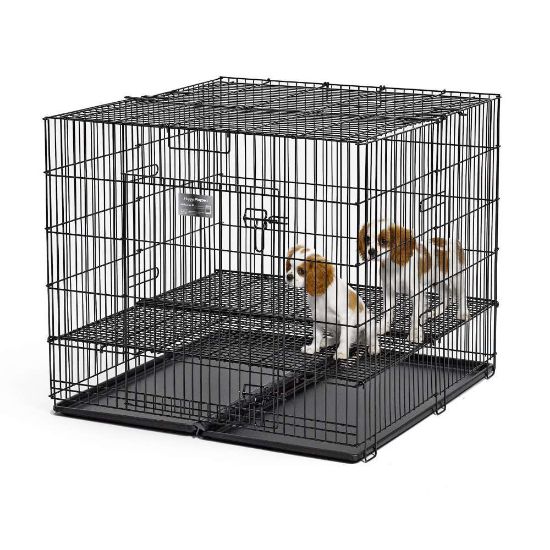 Picture of Midwest Puppy Playpen with Plastic Pan and 1/2" Floor Grid Black 36" x 36" x 30"