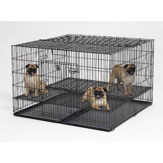 Picture of Midwest Puppy Playpen with Plastic Pan and 1/2" Floor Grid Black 48" x 48" x 30"