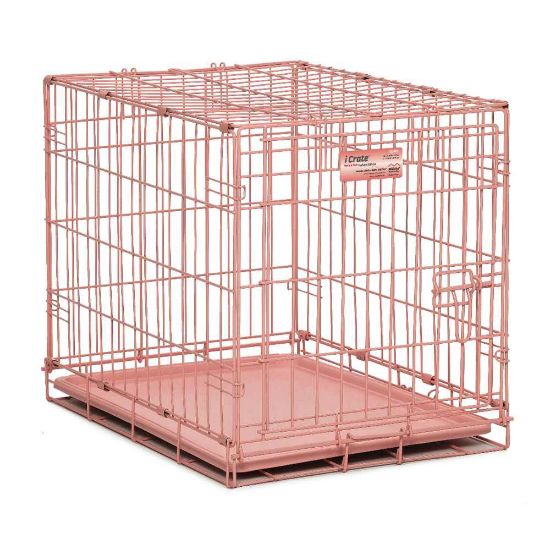Picture of Midwest iCrate Single Door Dog Crate Pink 24" x 18" x 19"