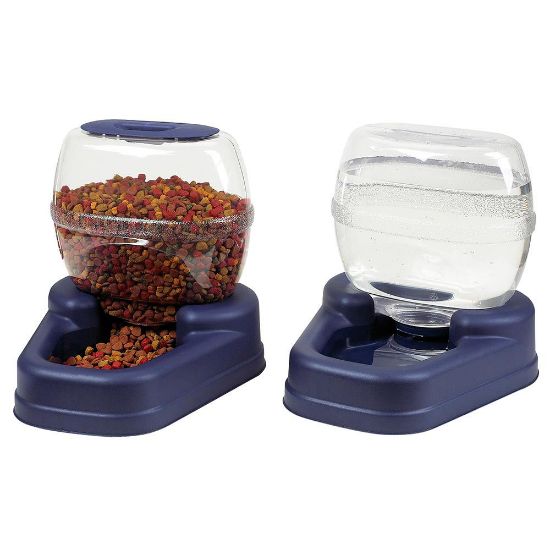 Picture of Bergan Petite Gourmet Combo Pack Pet Feeder and Waterer Blue 13" x 11.5" x 11.25" each