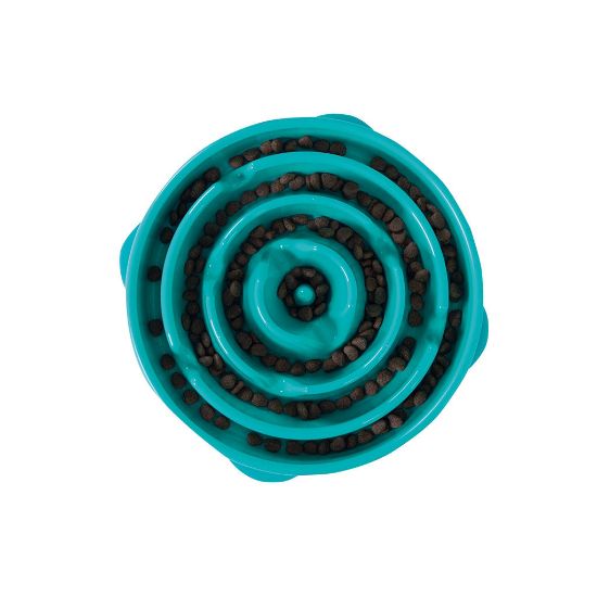 Picture of Outward Hound Fun Feeder Slo-Bowl Drop Small Teal 8" x 8" x 2.5"