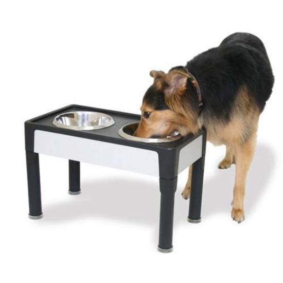 Picture of Our Pets Signature Series Dog Elevated Panel Feeder Black / Gray 23" x 12.5" x 8"