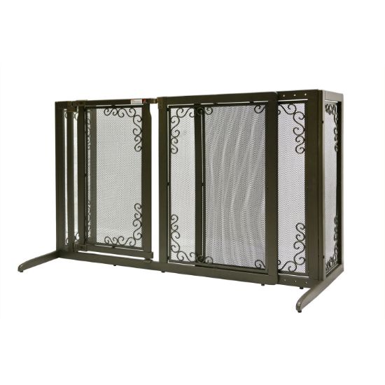 Picture of Richell Deluxe Freestanding Mesh Pet Gate Brown 52.2" - 69.1" x 27" x 36.2"