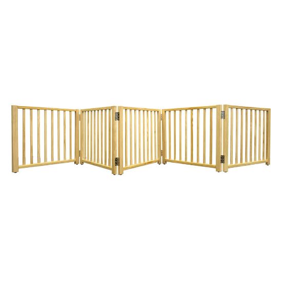 Picture of Four Paws Smart Design Folding Freestanding Gate 5 Panel Beige 48" - 110" x 1" x 17"