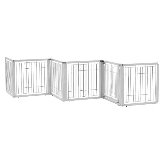 Picture of Richell Convertible Elite Freestanding Pet Gate 6-Panel Origami White 135.8" x 29.1" x 31.5"