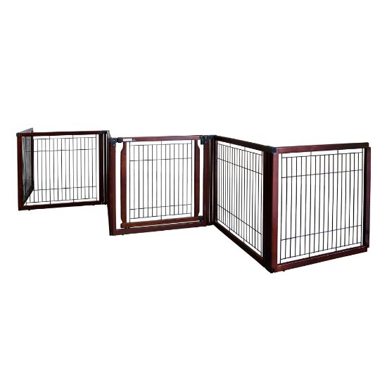 Picture of Richell Convertible Elite Freestanding Pet Gate 6-Panel Cherry Brown 135.8" x 29.1" x 31.5"