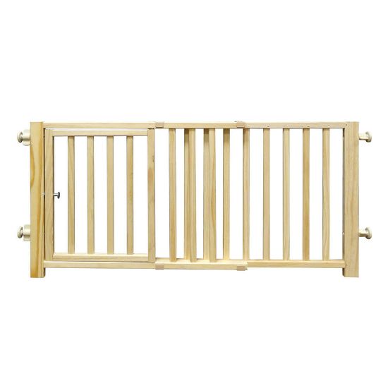 Picture of Four Paws Smart Design Walkover Pressure Mounted Gate with Door Beige 30" - 44" x 1" x 18"