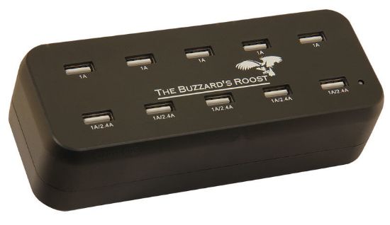 Picture of The Buzzard's Roost 10 Port Multi Charger for Garmin Alpha, DC50, TT10, T5 or TT15 Black 6" x 2.5" x 2.5"