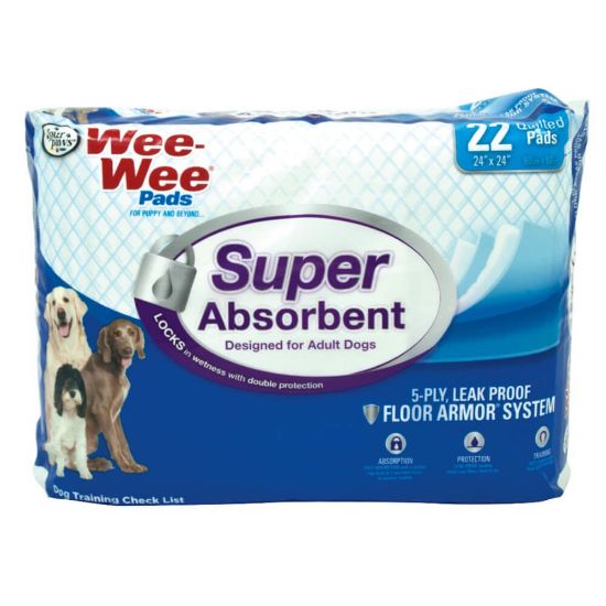 Picture of Four Paws Wee-Wee Super Absorbent Pads 22 count White 24" x 24" x 0.1"