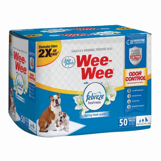Picture of Four Paws Wee-Wee Odor Control with Febreze Freshness Pads 50 count White 22" x 23" x 0.1"