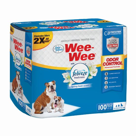 Picture of Four Paws Wee-Wee Odor Control with Febreze Freshness Pads 100 count White 22" x 23" x 0.1"