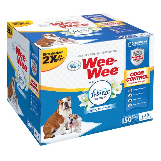 Picture of Four Paws Wee-Wee Odor Control with Febreze Freshness Pads 150 count White 22" x 23" x 0.1"