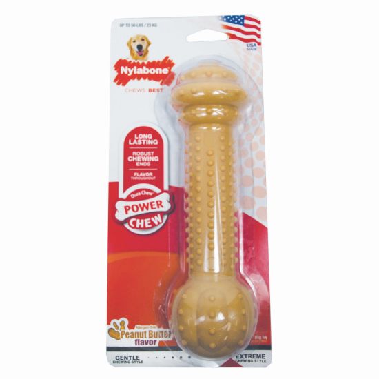 Picture of Nylabone Power Chew Barbell Peanut Butter Dog Toy Extra Large