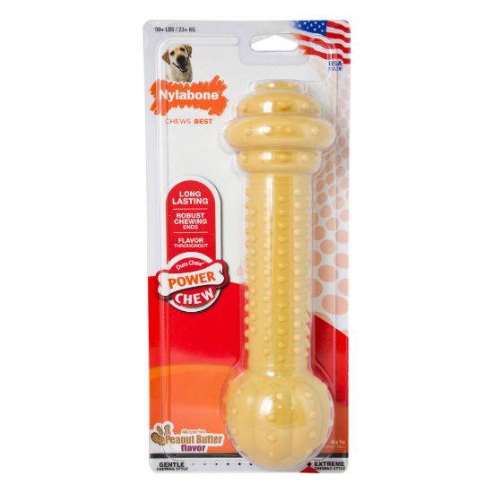 Picture of Nylabone Power Chew Barbell Peanut Butter Dog Toy Monster