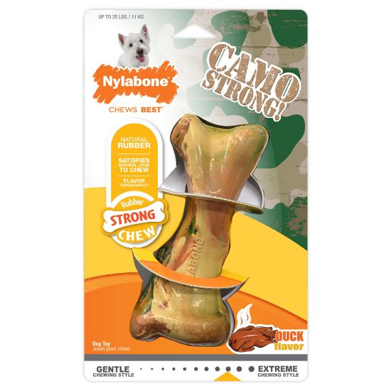 Picture of Nylabone Strong Chew Rubber Camo Bone Duck Flavor Regular