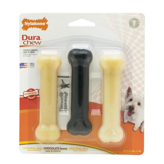 Picture of Nylabone Durable Dog Chew Toy Triple Pack Black / White 4.5" x 1.5" x 1.5"