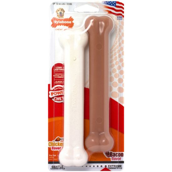 Picture of Nylabone Power Chew Bacon and Chicken Dog Toy 2 pack Giant