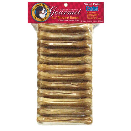 Picture of Cadet Pressed Rawhide Bones 6.5 inches 12 pack